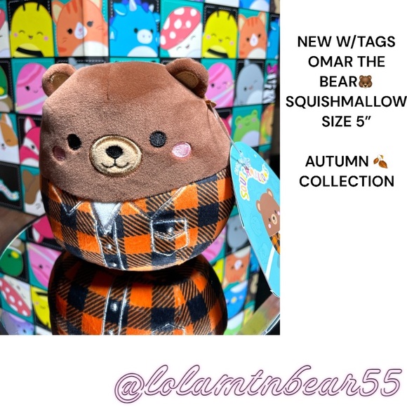 NW/TAGS OMAR THE BEAR 🐻 IN FLANNEL SHIRT SQUISHMALLOW-SZ 5”AUTUMN COLLECTION - Picture 9 of 9